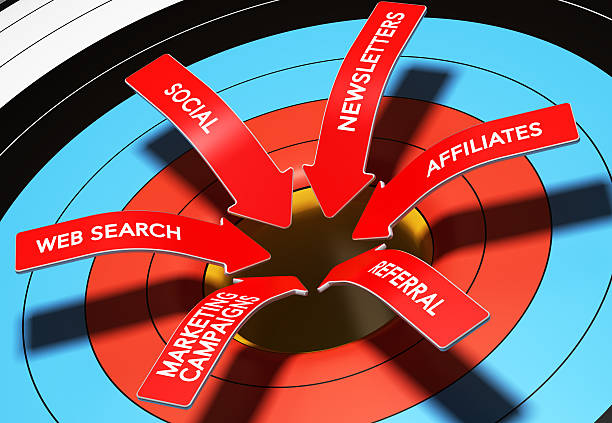 10 Amazing Benefits Of Using Guest Post Services 4 3D illustration of 6 arrows with text pointing the center of a target, horizontal image symbol of multi channel marketing and lead generation
